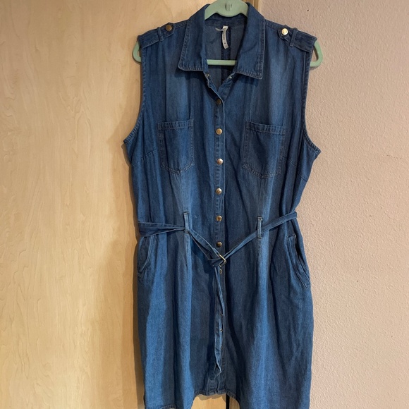 Truth NYC Dresses & Skirts - Women 3X %100 Cotton Denim Jean Mini Dress Belted Button Down Front So Cute!